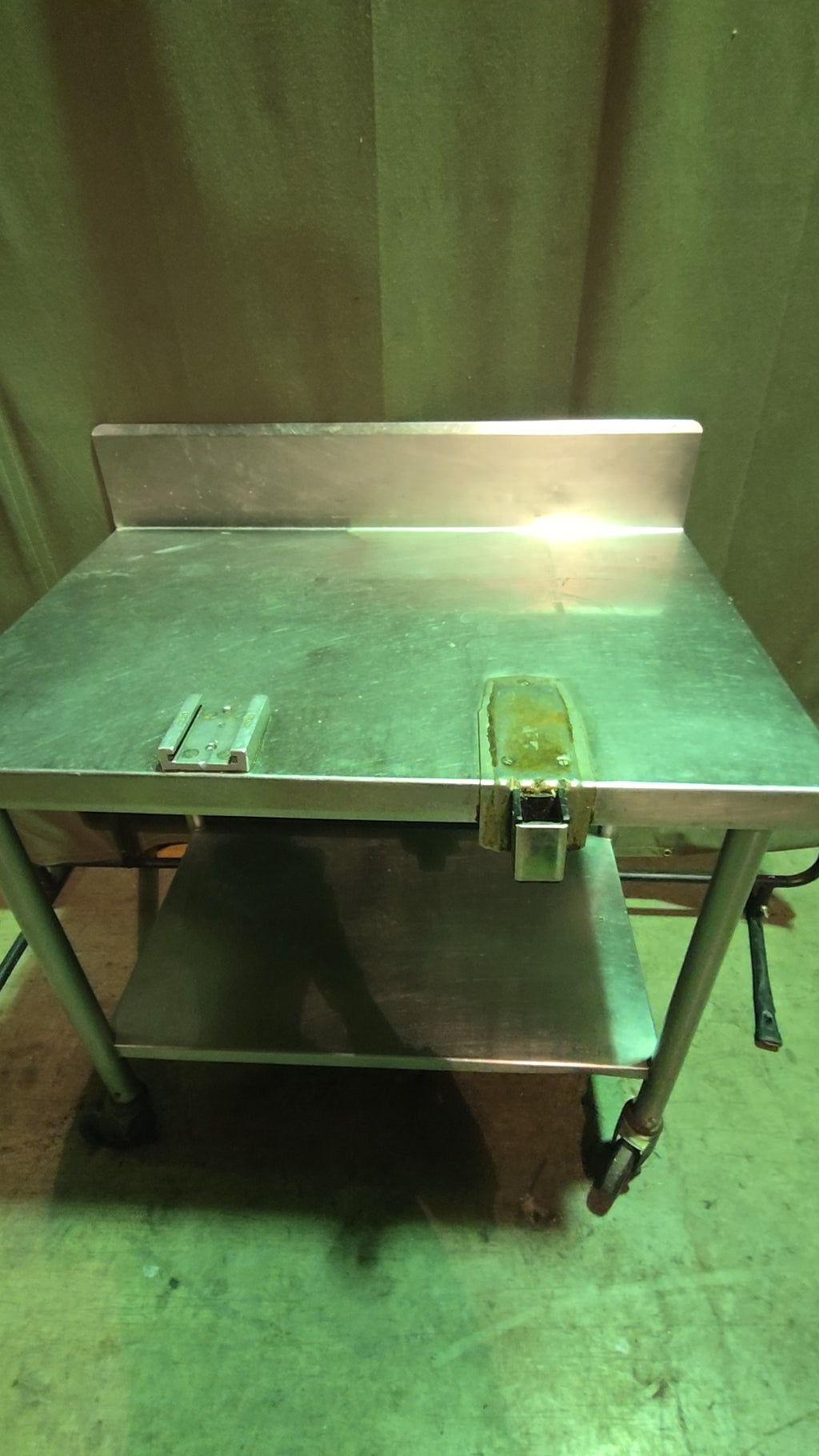 SS-WT-BS-C-2448 Work Table, Stainless Steel, Rolling, With Backsplash Undershelf, Integrated Scale Platform