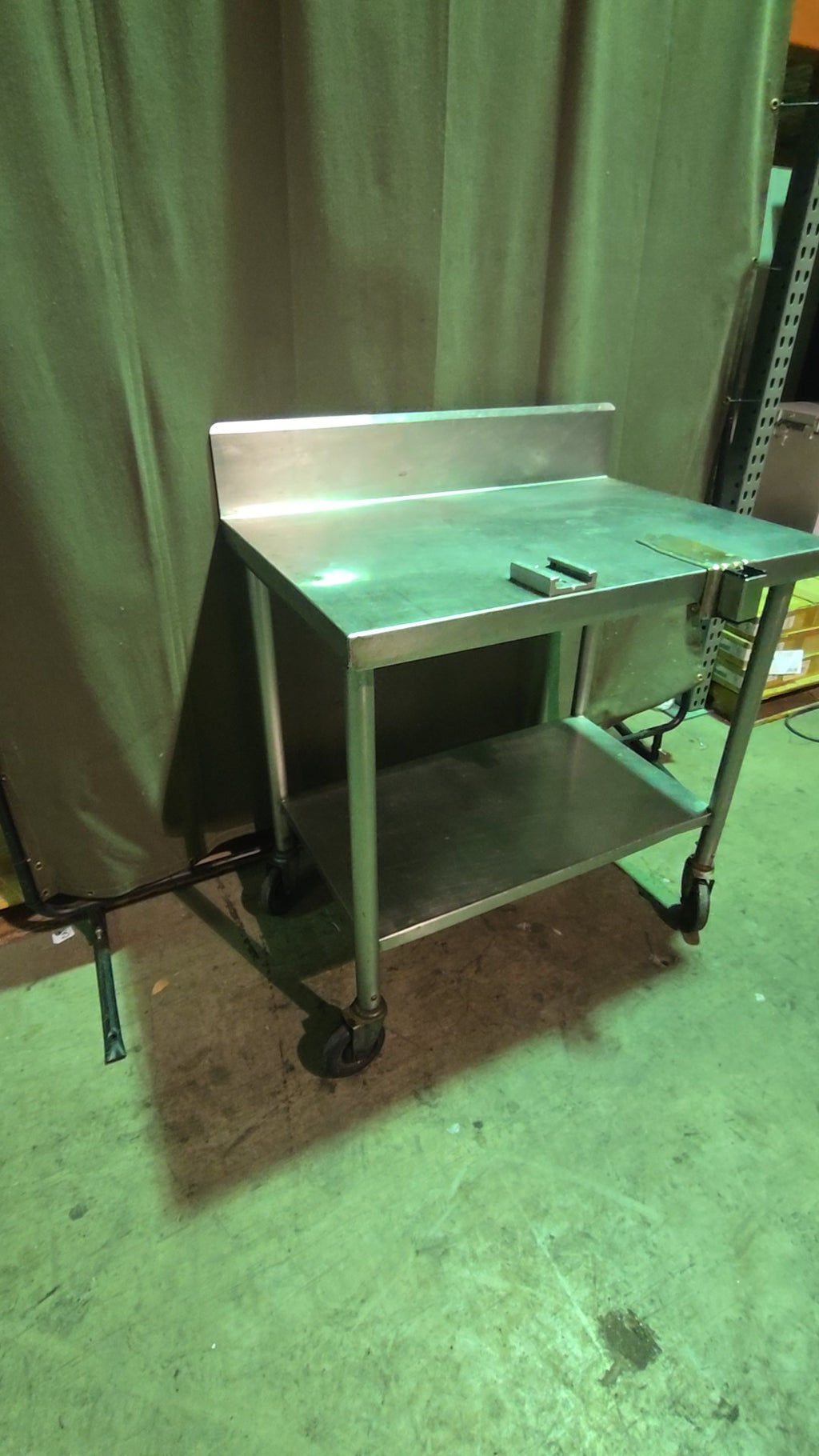 SS-WT-BS-C-2448 Work Table, Stainless Steel, Rolling, With Backsplash Undershelf, Integrated Scale Platform