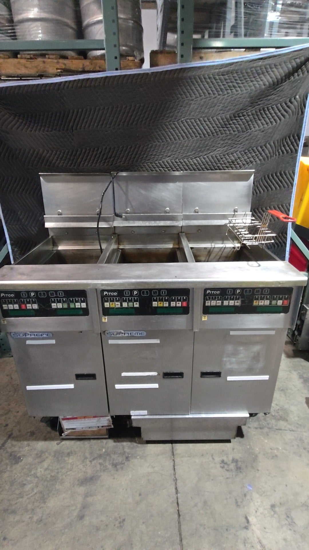 Pitco Solstice Supreme Liquid Propane High Efficiency 3 Unit Floor Fryer System With Computer Controls
