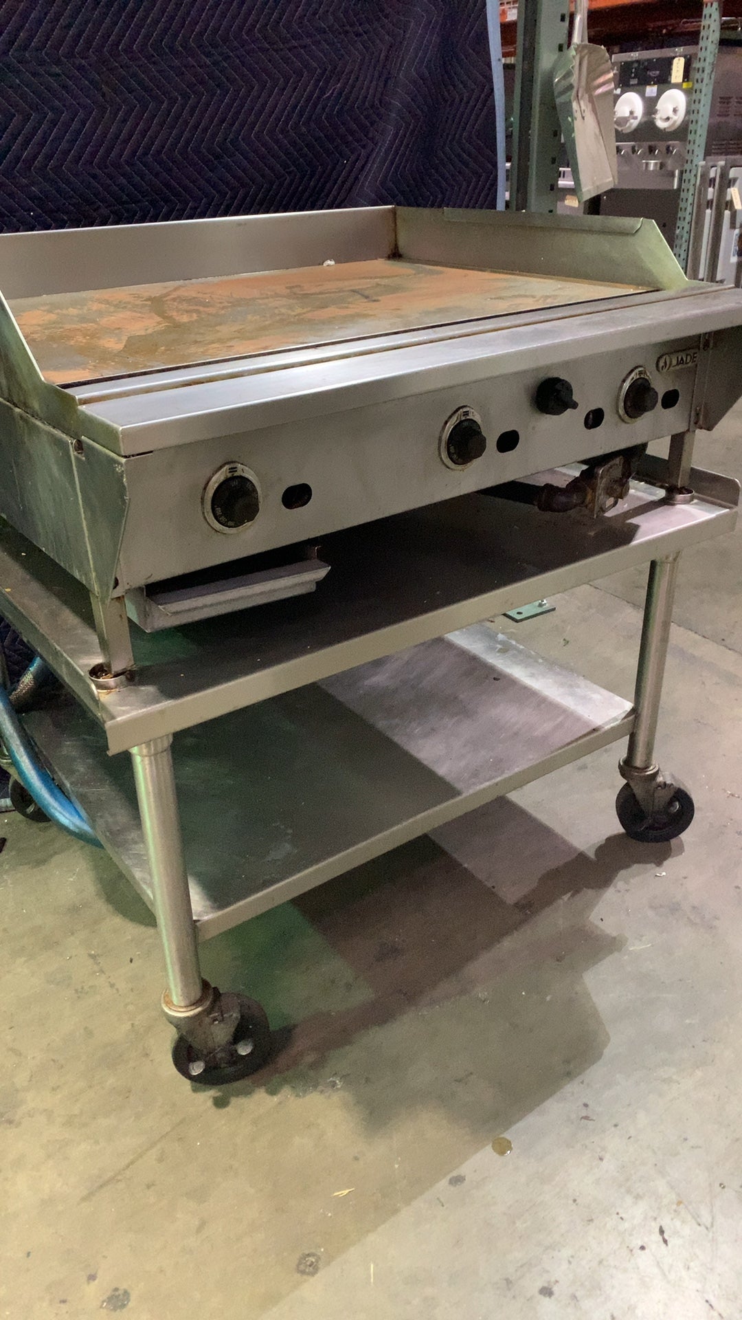 JADE JTG Series Gas Griddle, On Mobile Stand 3 Burners Stainless Steel