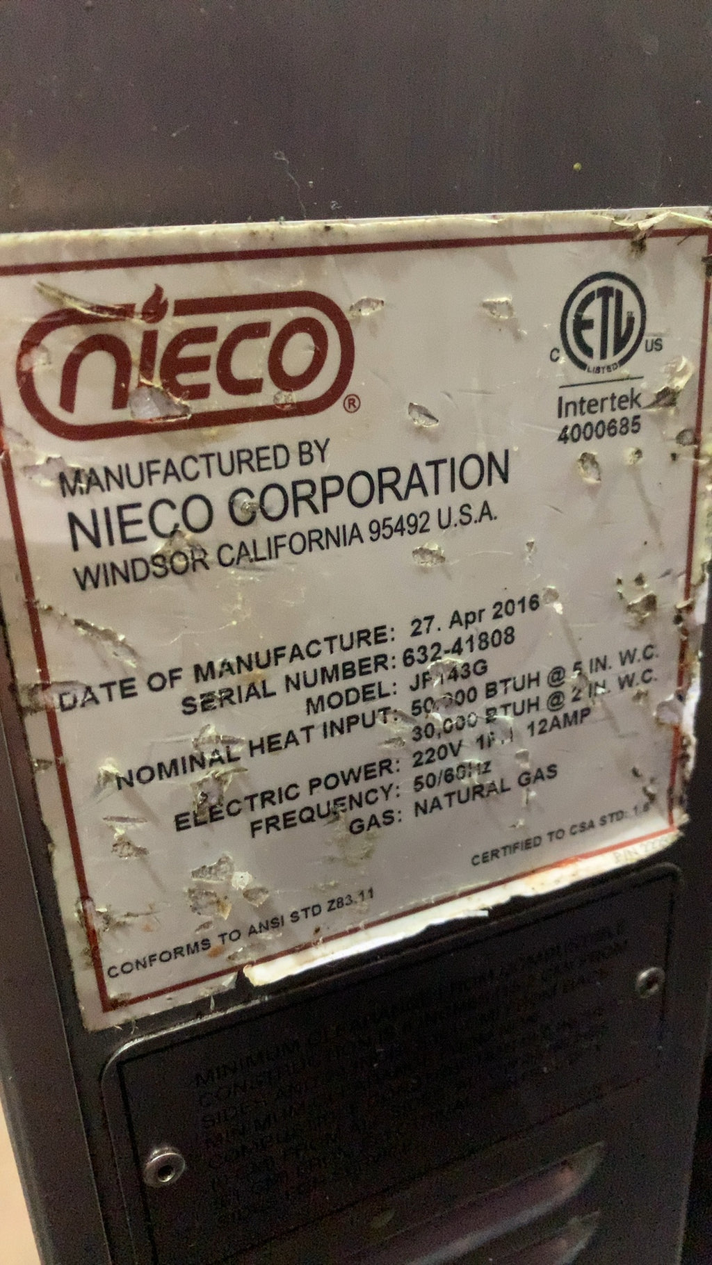 NIECO JP-73G Conveyor Broiler BroilVection Natural Gas 220V