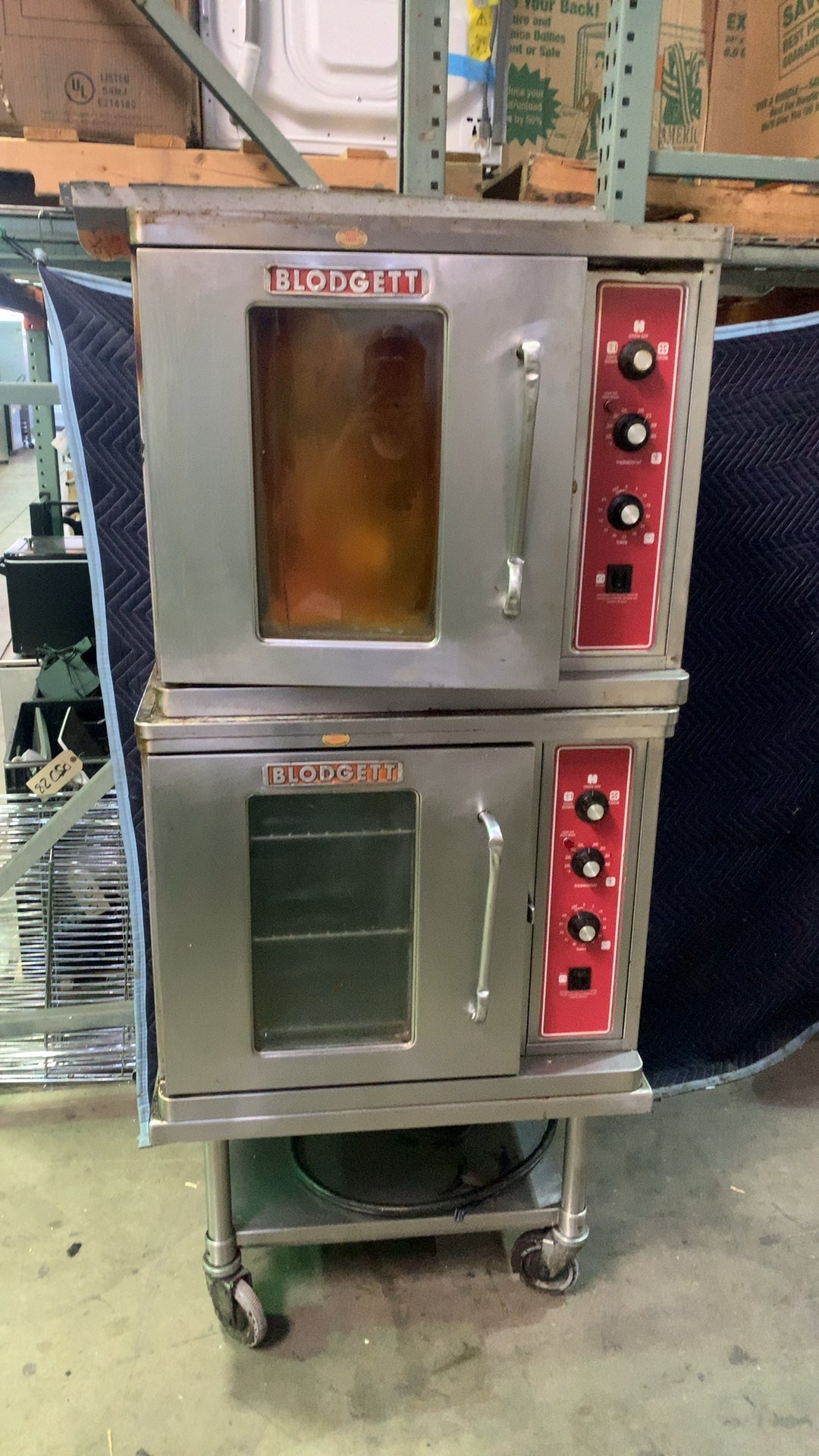 Blodgett DFG-100 Convection Oven, Double Deck Stainless Steel Red Control Panels Doors with Windows