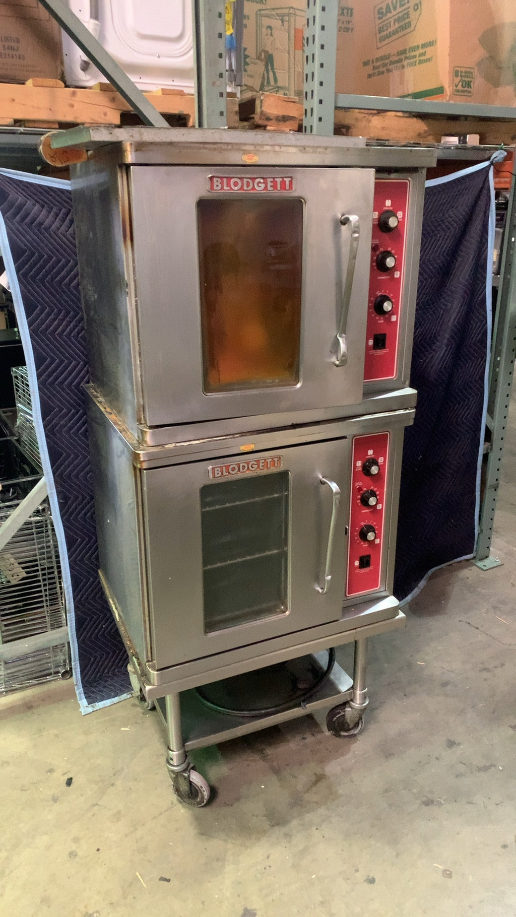 Blodgett DFG-100 Convection Oven, Double Deck Stainless Steel Red Control Panels Doors with Windows