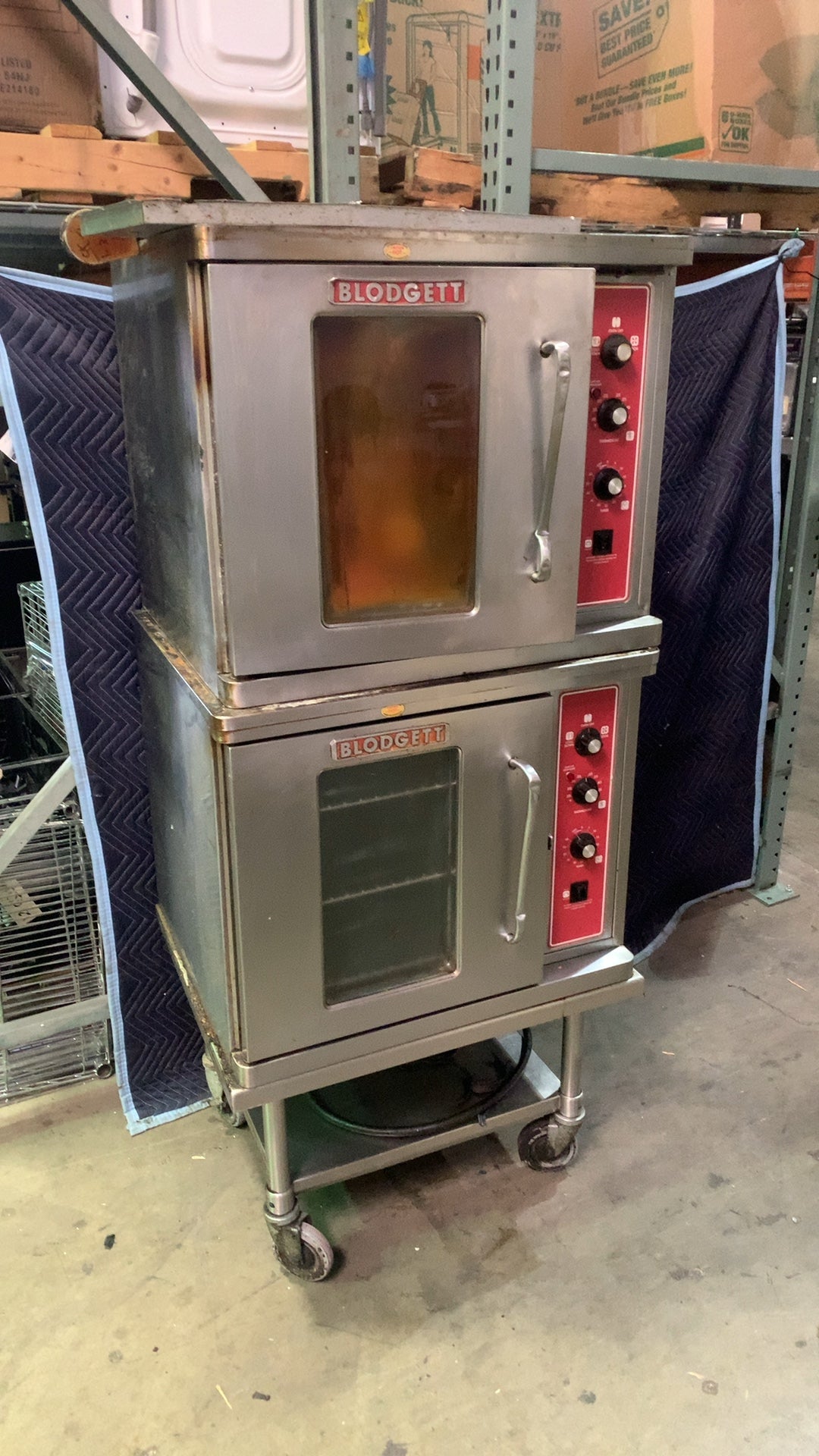 Blodgett DFG-100 Convection Oven, Double Deck Stainless Steel Red Control Panels Doors with Windows