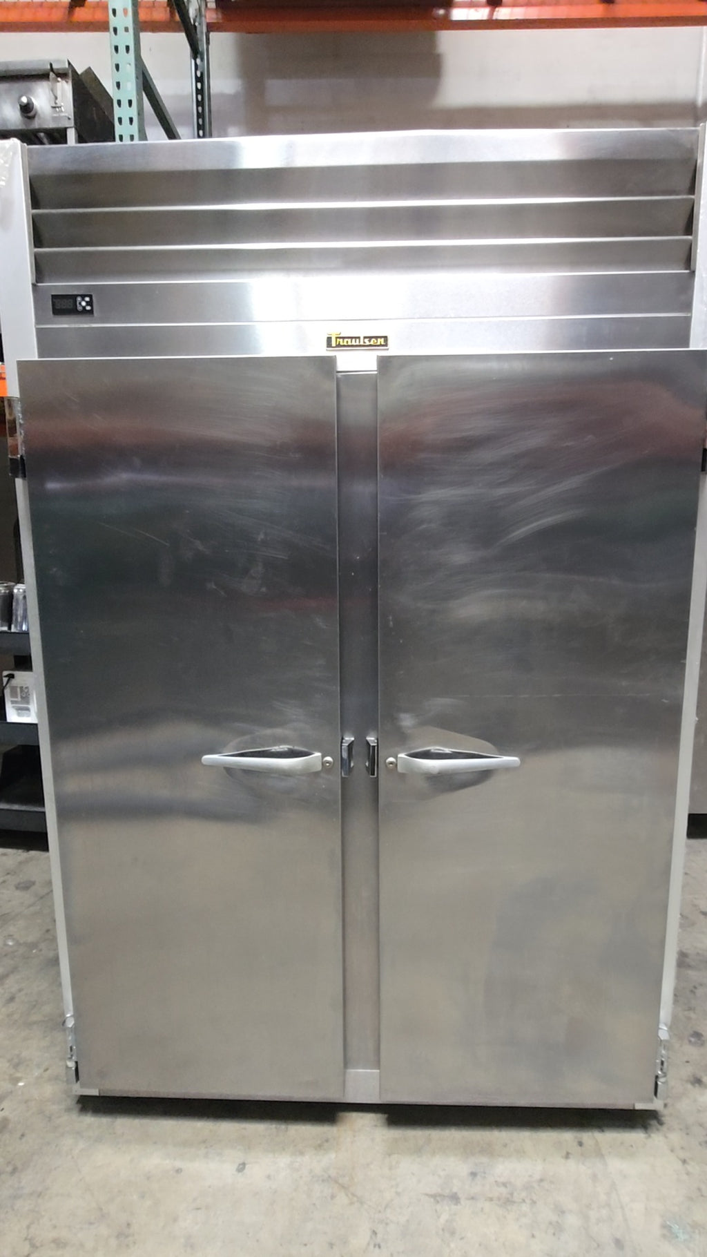 Thaalsen Reach-In Refrigerator, Two Section Solid Door 115V Electric With Wire Shelves