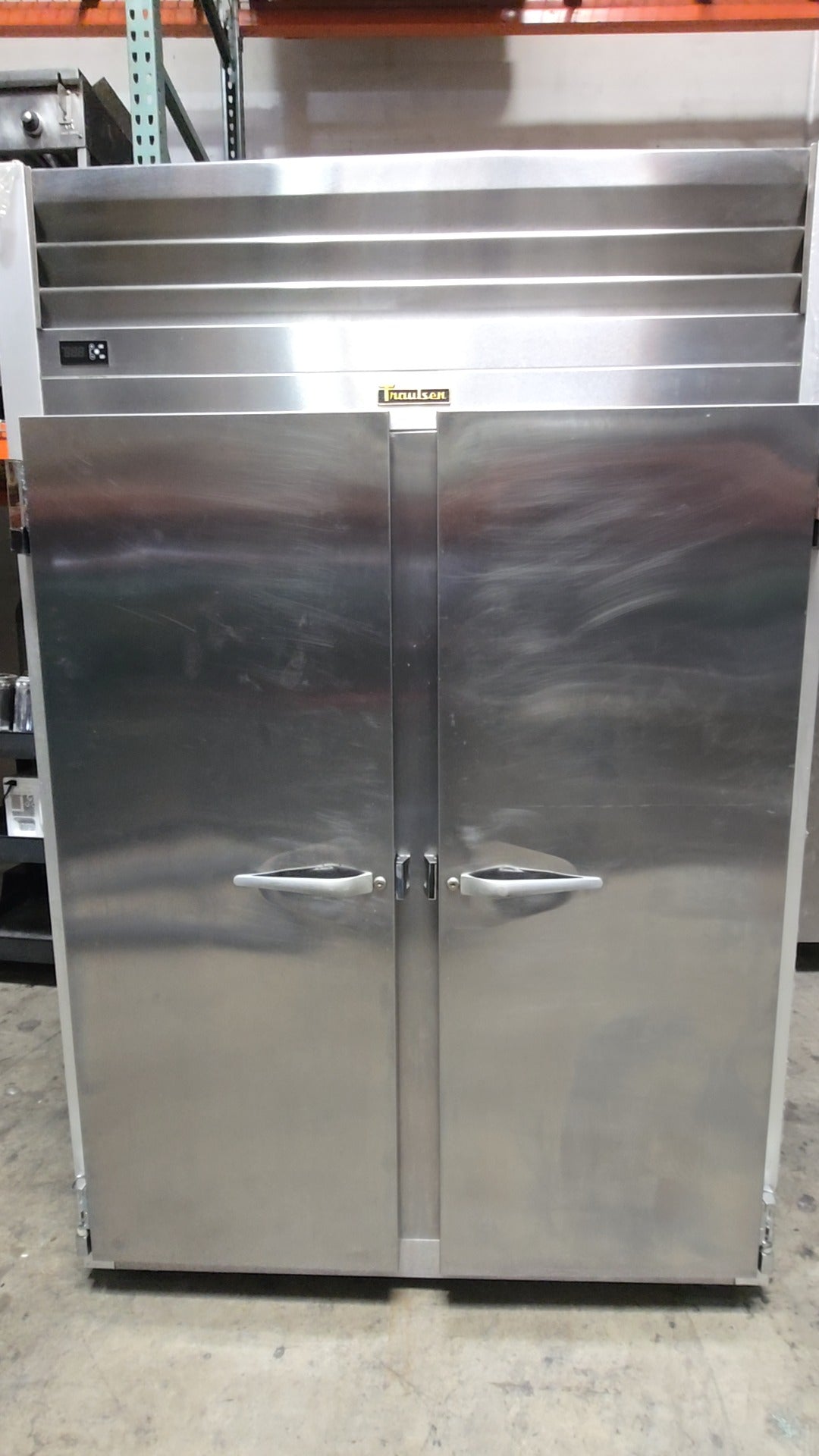 Thaalsen Reach-In Refrigerator, Two Section Solid Door 115V Electric With Wire Shelves