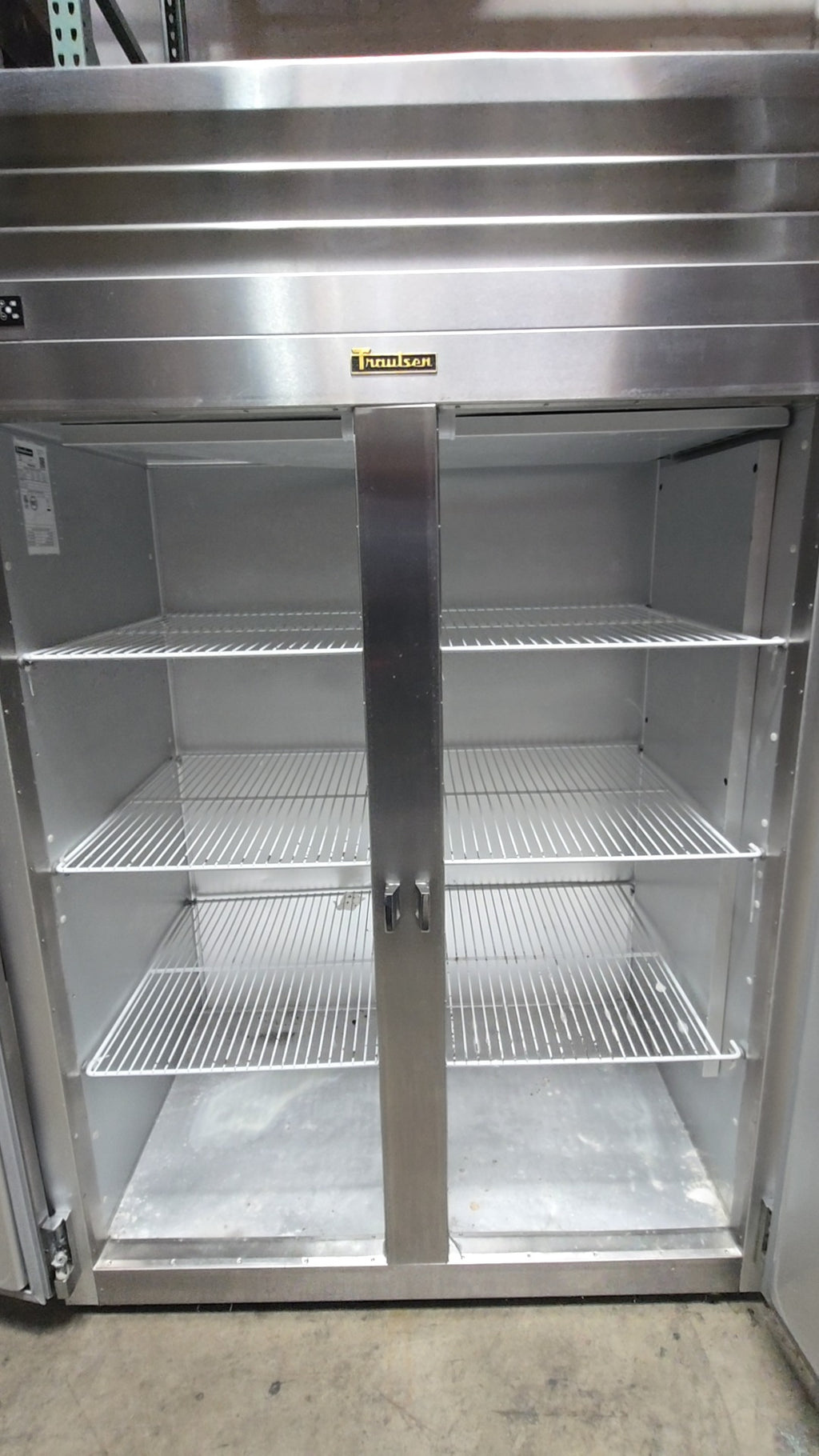 Thaalsen Reach-In Refrigerator, Two Section Solid Door 115V Electric With Wire Shelves