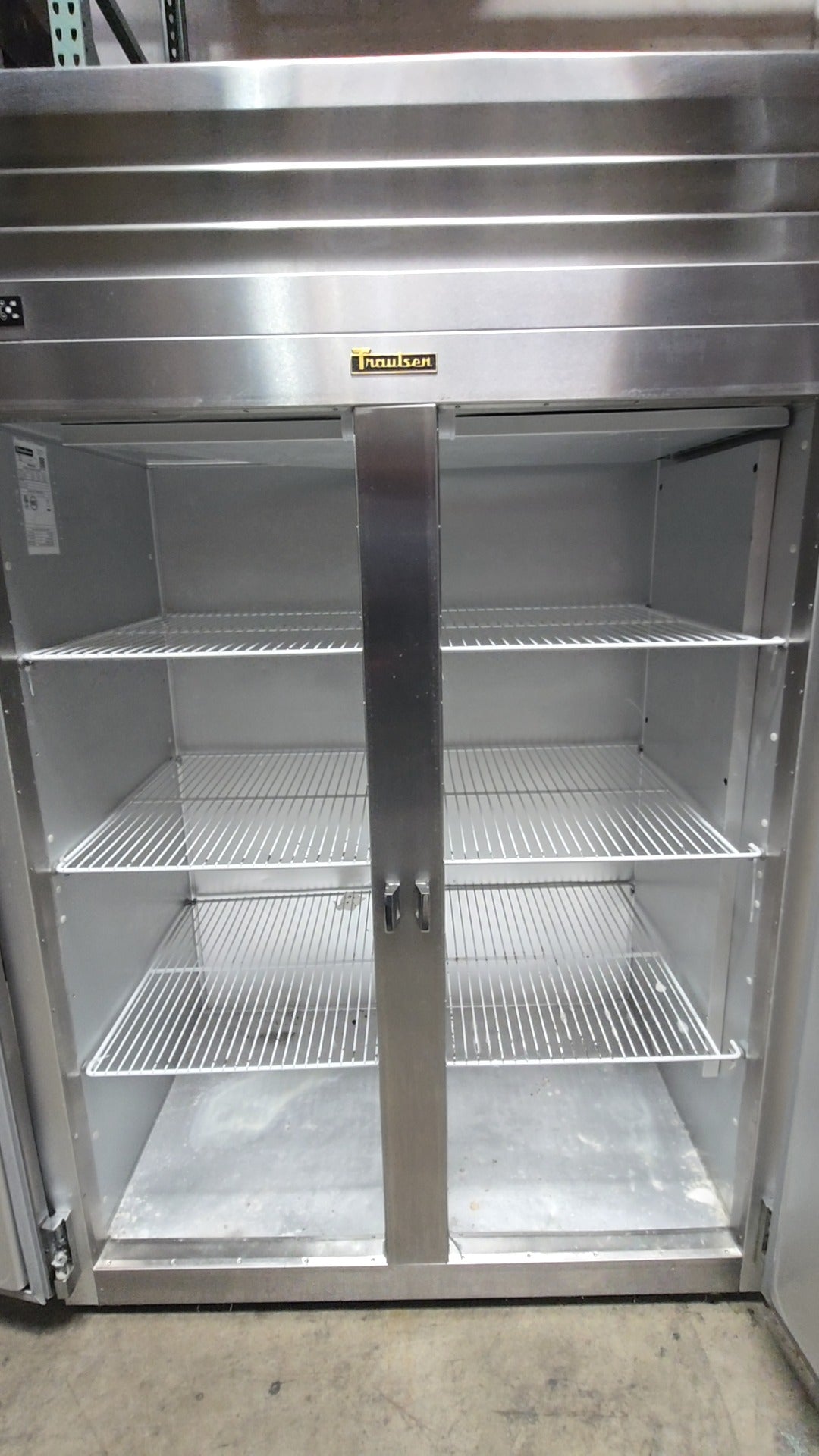 Thaalsen Reach-In Refrigerator, Two Section Solid Door 115V Electric With Wire Shelves