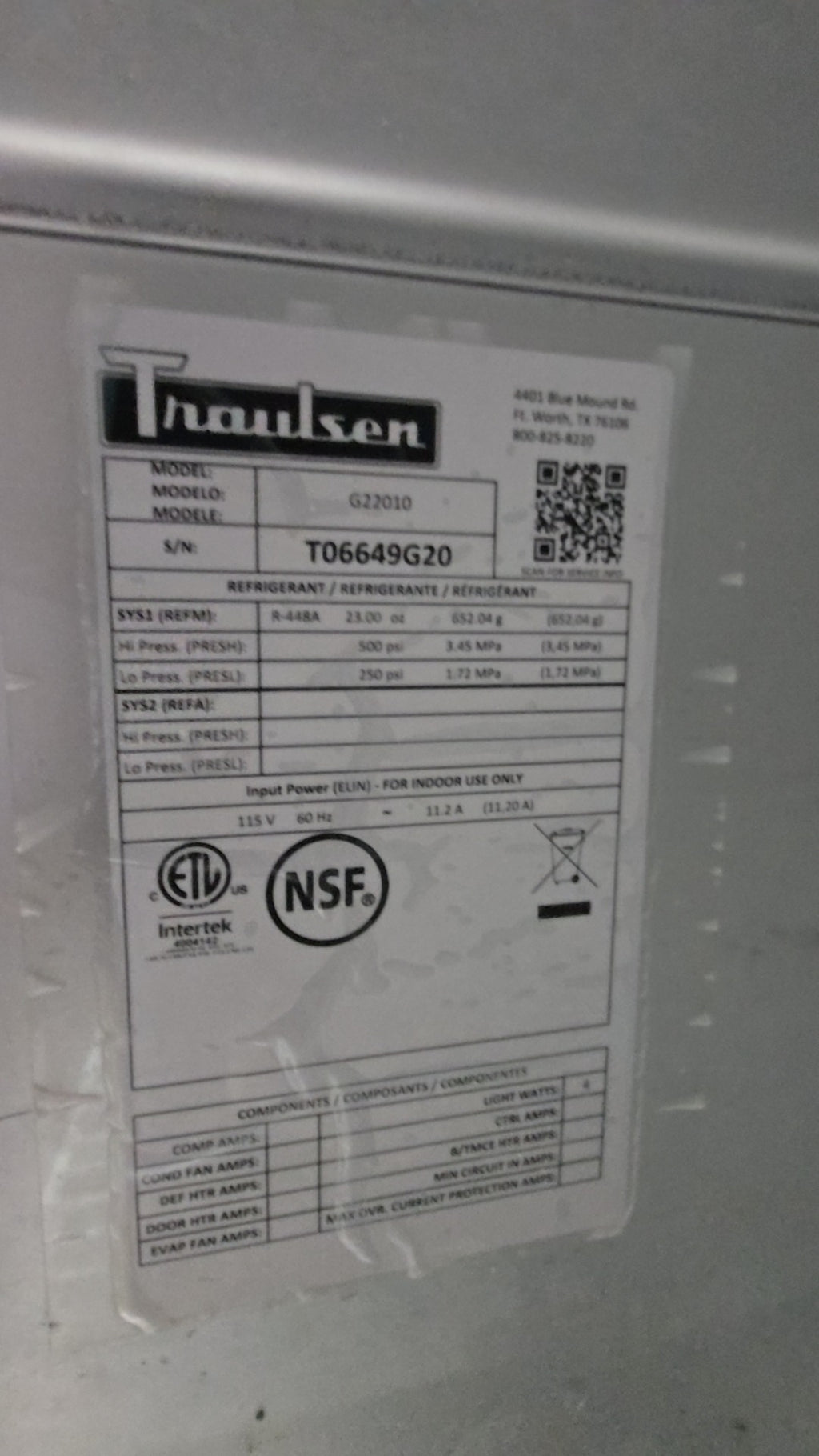 Thaalsen Reach-In Refrigerator, Two Section Solid Door 115V Electric With Wire Shelves