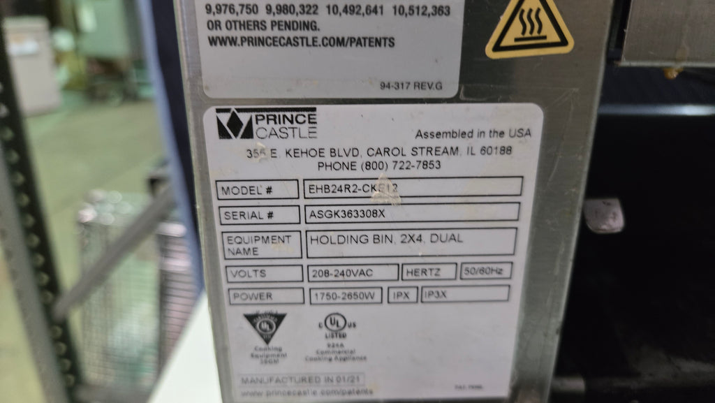 PRINCE CASTLE EHB24R2-CKE12 Holding Bin, Dual Tier 208-240V Electric