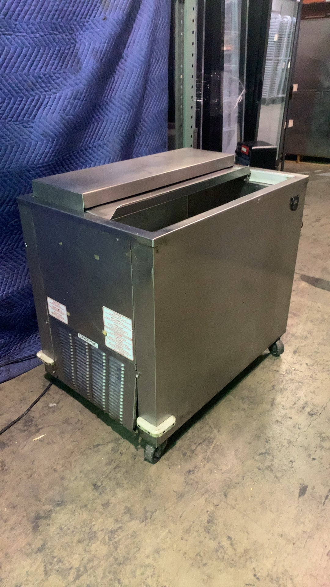 Commercial Chest Cooler/Freezer Refrigerated Unit, Mobile Stainless Steel Construction, Hinged Split Lid