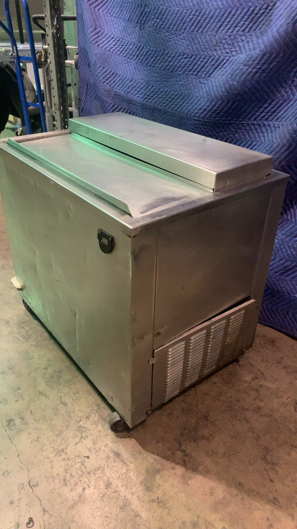 Commercial Chest Cooler/Freezer Refrigerated Unit, Mobile Stainless Steel Construction, Hinged Split Lid