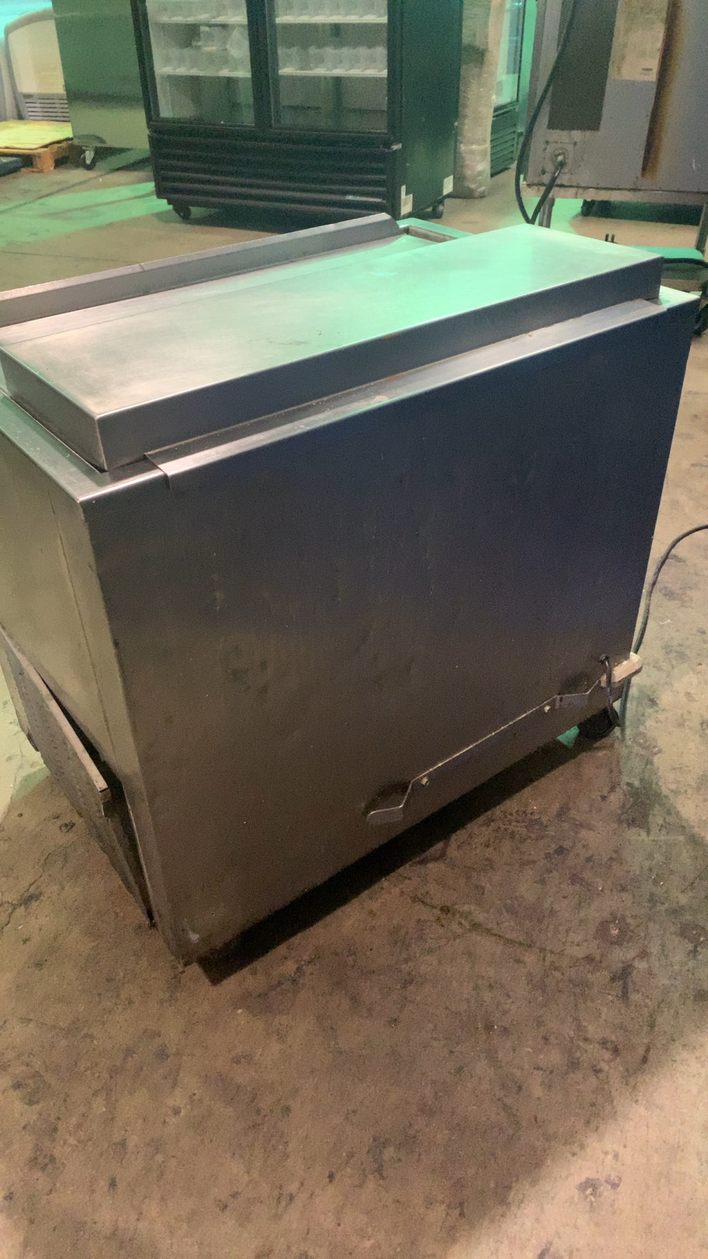 Commercial Chest Cooler/Freezer Refrigerated Unit, Mobile Stainless Steel Construction, Hinged Split Lid