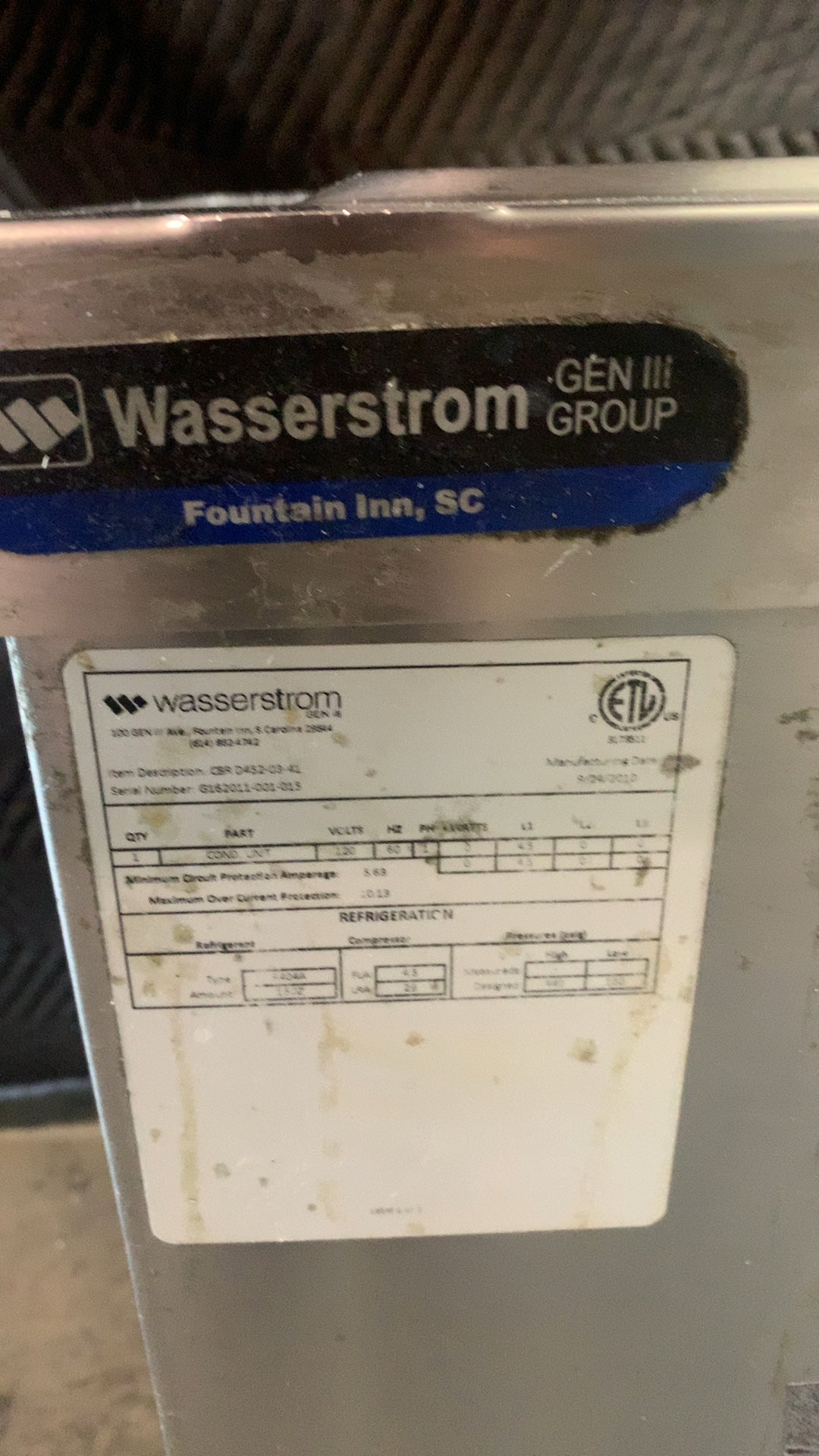 Wasserstrom CBR 2432-03-HL Refrigerated Cold Pan, Mobile Self-Contained Single Well Stainless Steel Construction