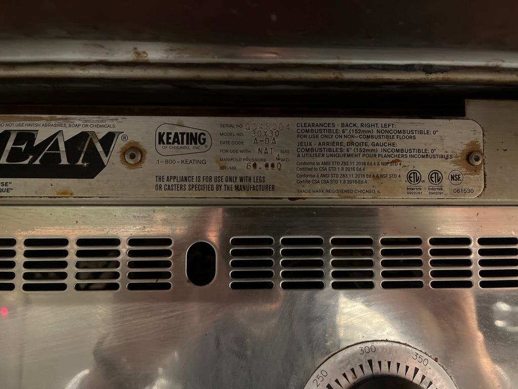 Keating 30" Miraclean Gas Griddle