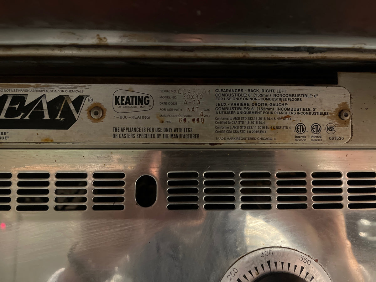 Keating 30" Miraclean Gas Griddle