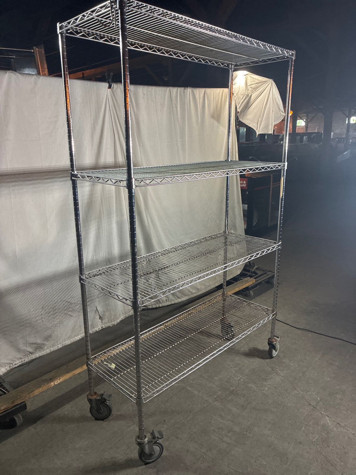 ULINE Wire Shelving, 4 Shelves, Mobile