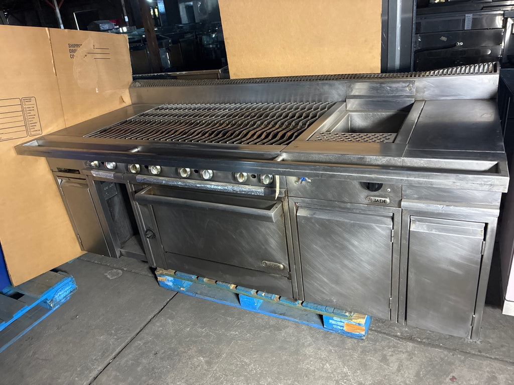 Jade Oven Range W/ Undershelf Storage, 3 Doors, 8 Burner, Stainless
