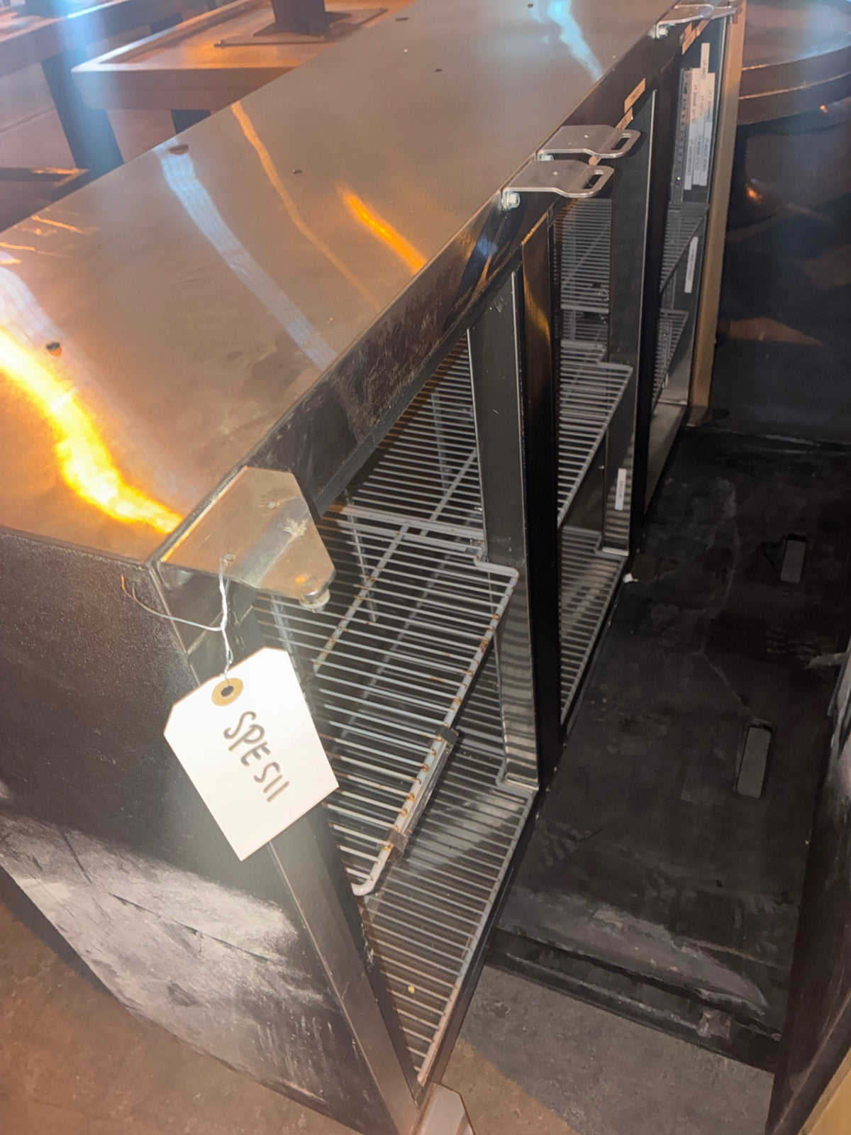 Glastender Back Bar Refrigerator, Remote Cooled, 3 Solid Swing Doors, Stainless