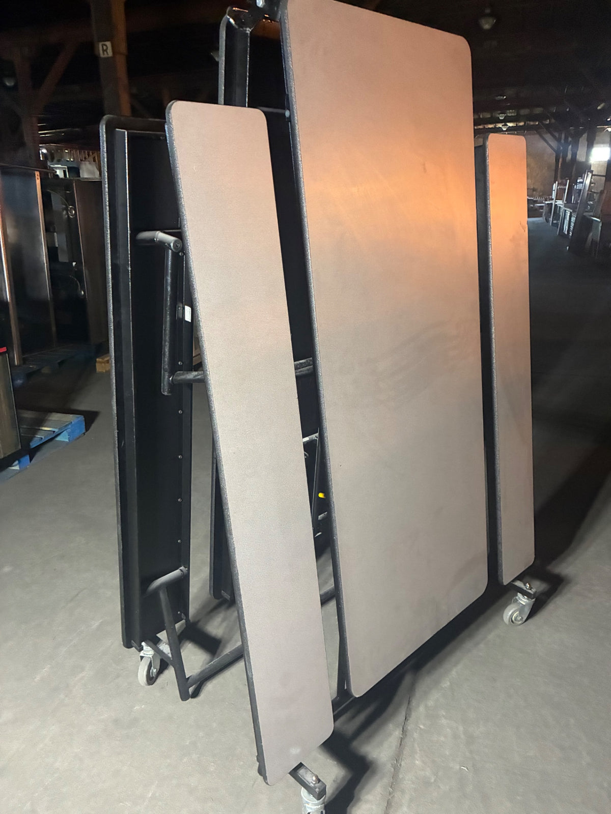 National Public Seating MTFB12 Cafeteria Tables , 30"x12'x32", Retractable, Seats 12-16, Mobile - Lot Of 2