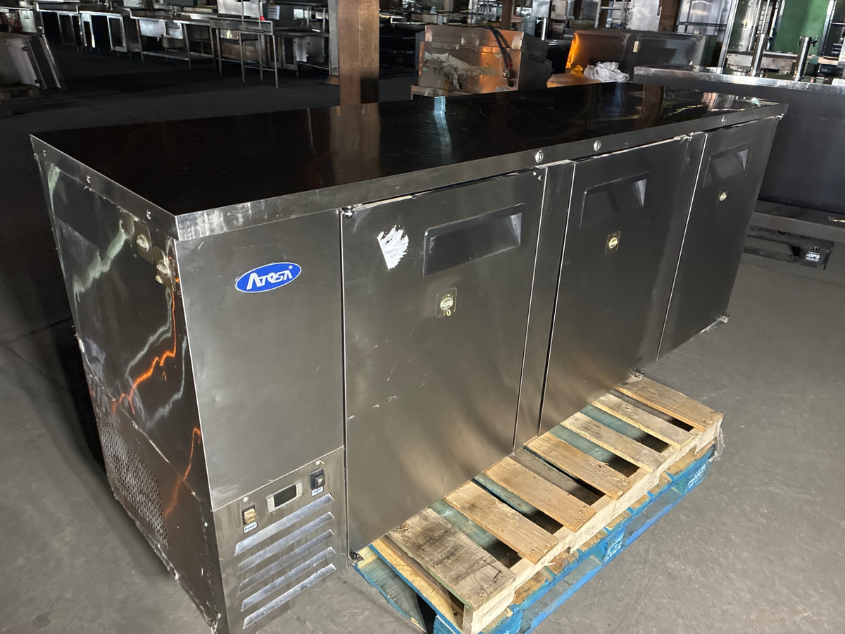 Atosa MBB90 Back Bar Refrigerator, 3 Solid Swing Doors, Stainless