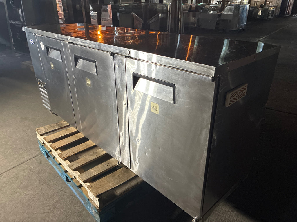 Atosa MBB90 Back Bar Refrigerator, 3 Solid Swing Doors, Stainless