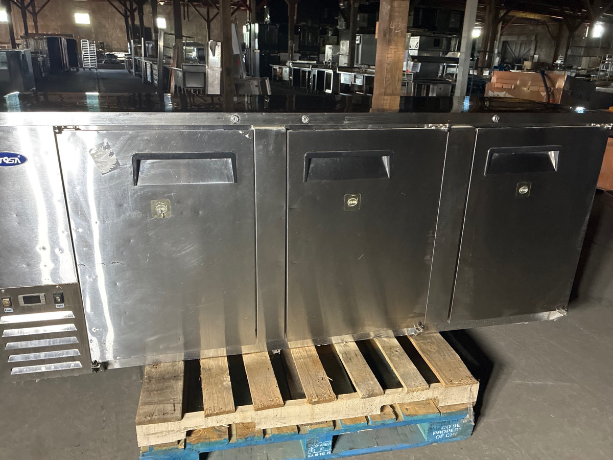 Atosa MBB90 Back Bar Refrigerator, 3 Solid Swing Doors, Stainless