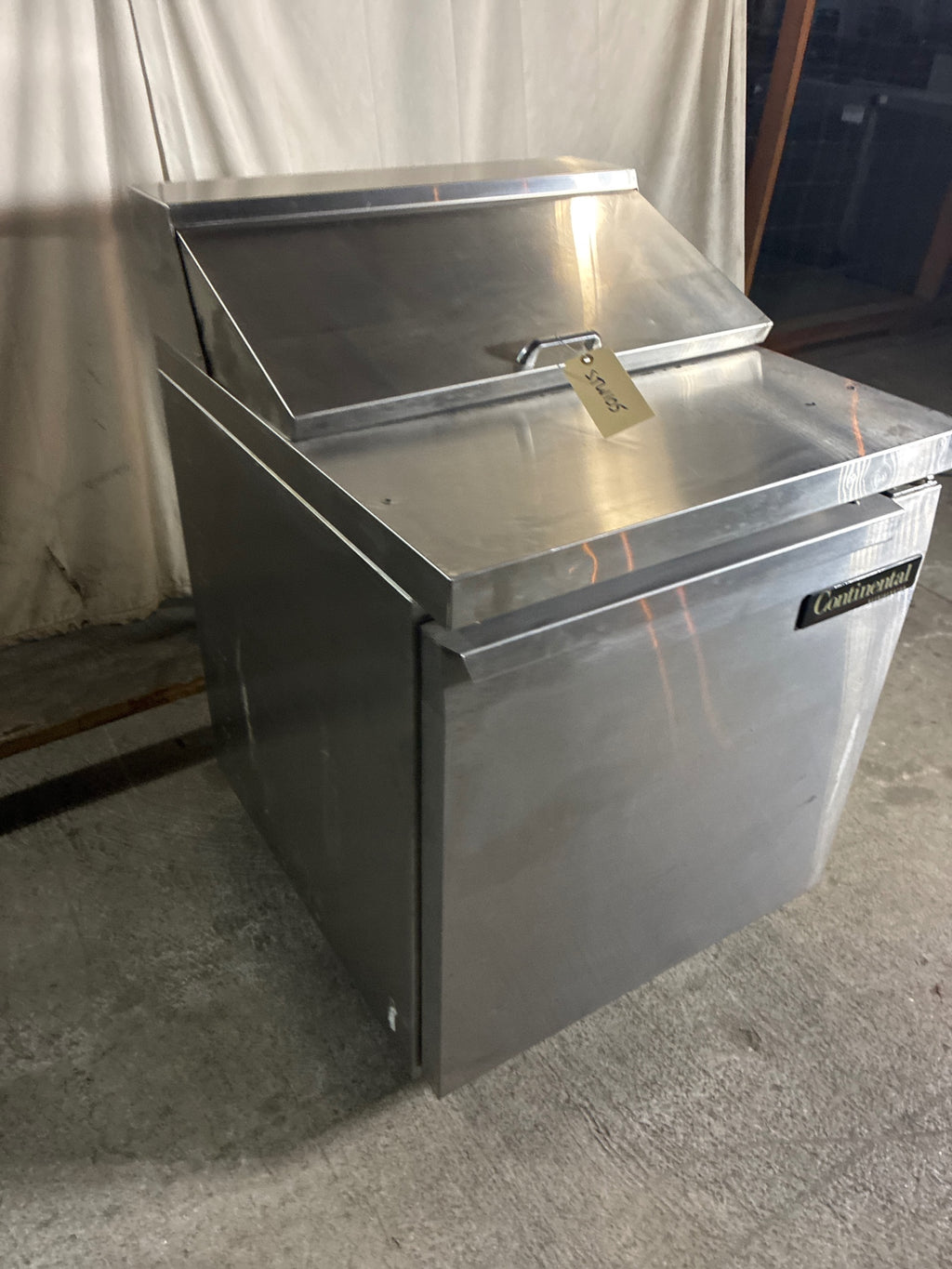 Continental SW27-8 Sandwich Prep Table, Single Solid Swing Door, Stainless, Mobile