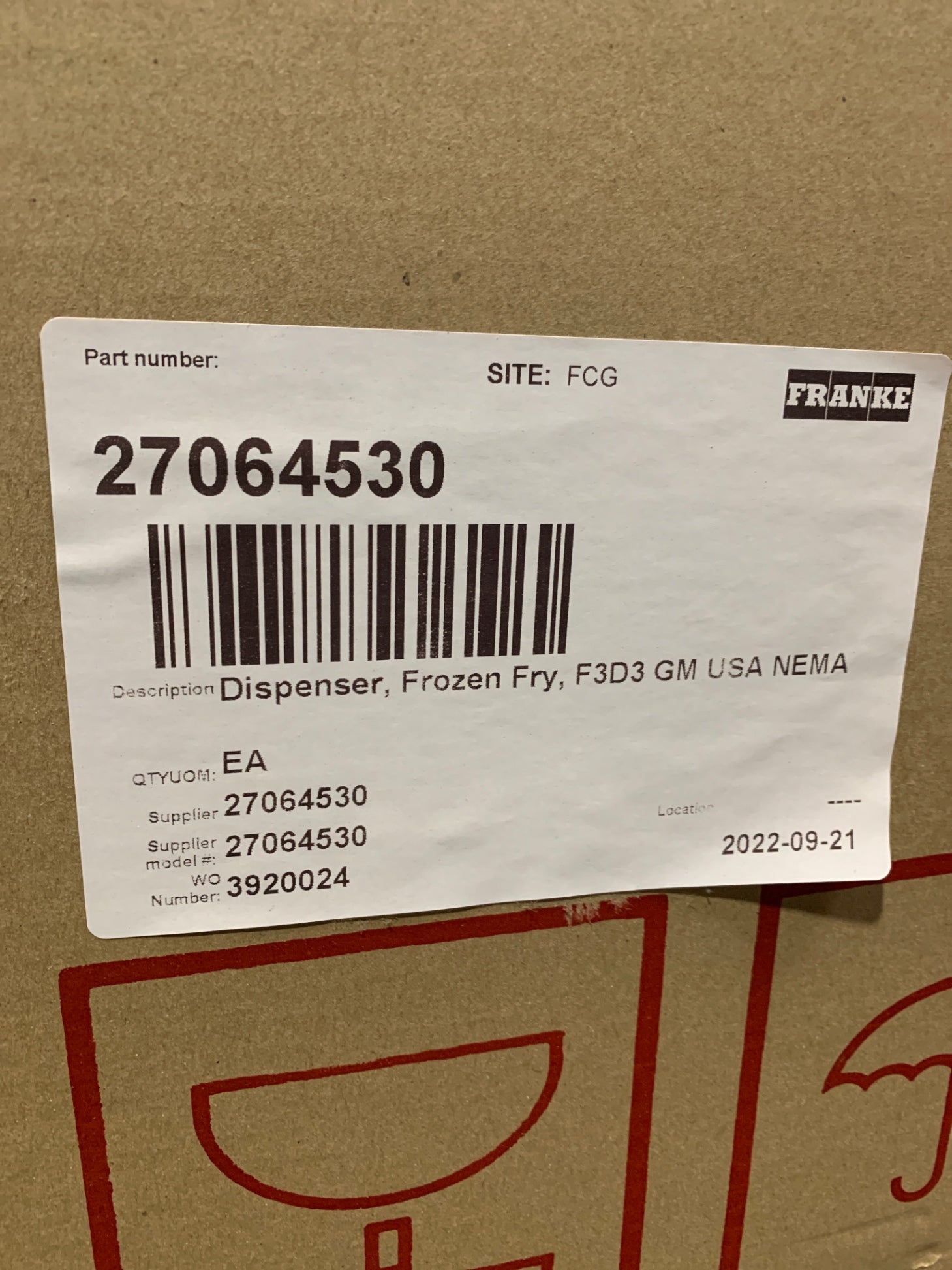 New Franke F3D3P Fry Dispenser