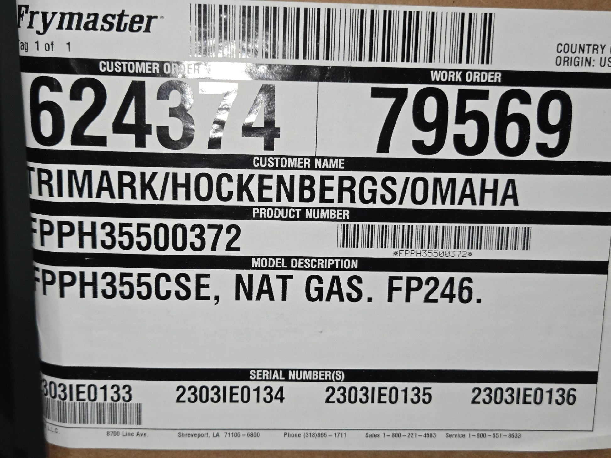 New TriMark Natural Gas Frymaster