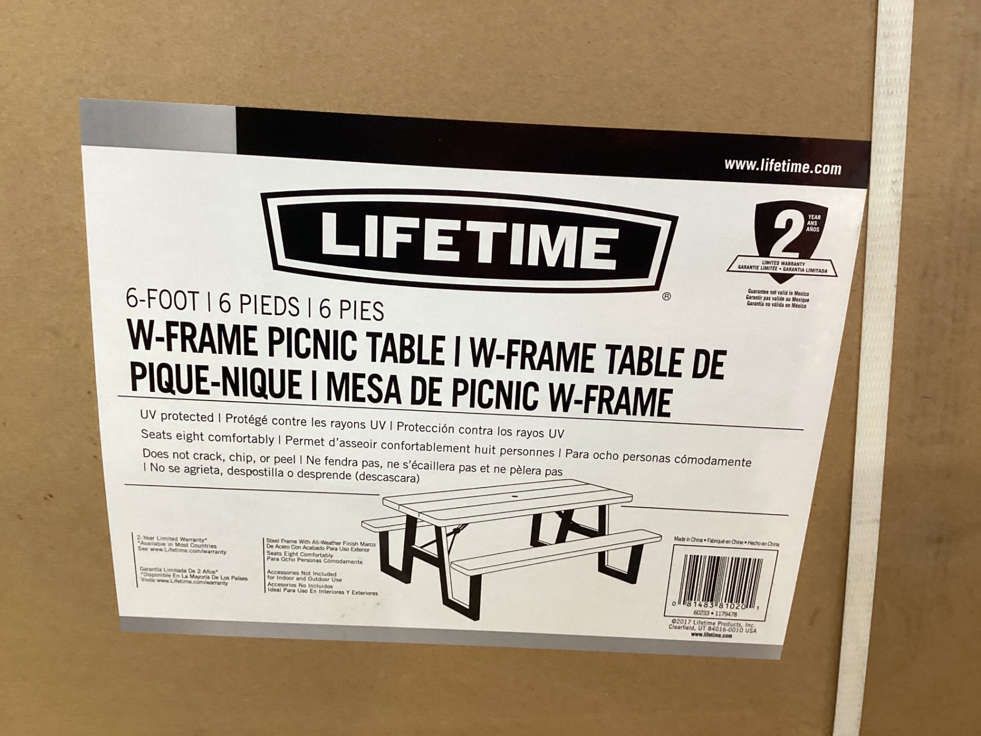 Lifetime 6-Foot W-Frame Folding Picnic Table
