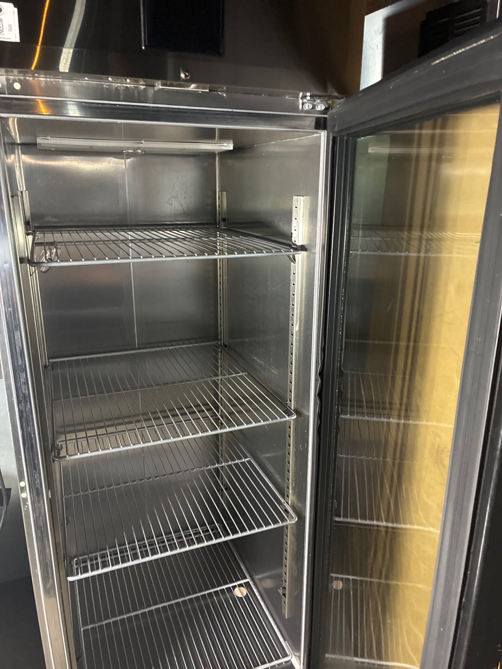 Delfield GAR1P-G-I18 Refrigerator, Upright, Single Glass Swing Door, Stainless, Mobile