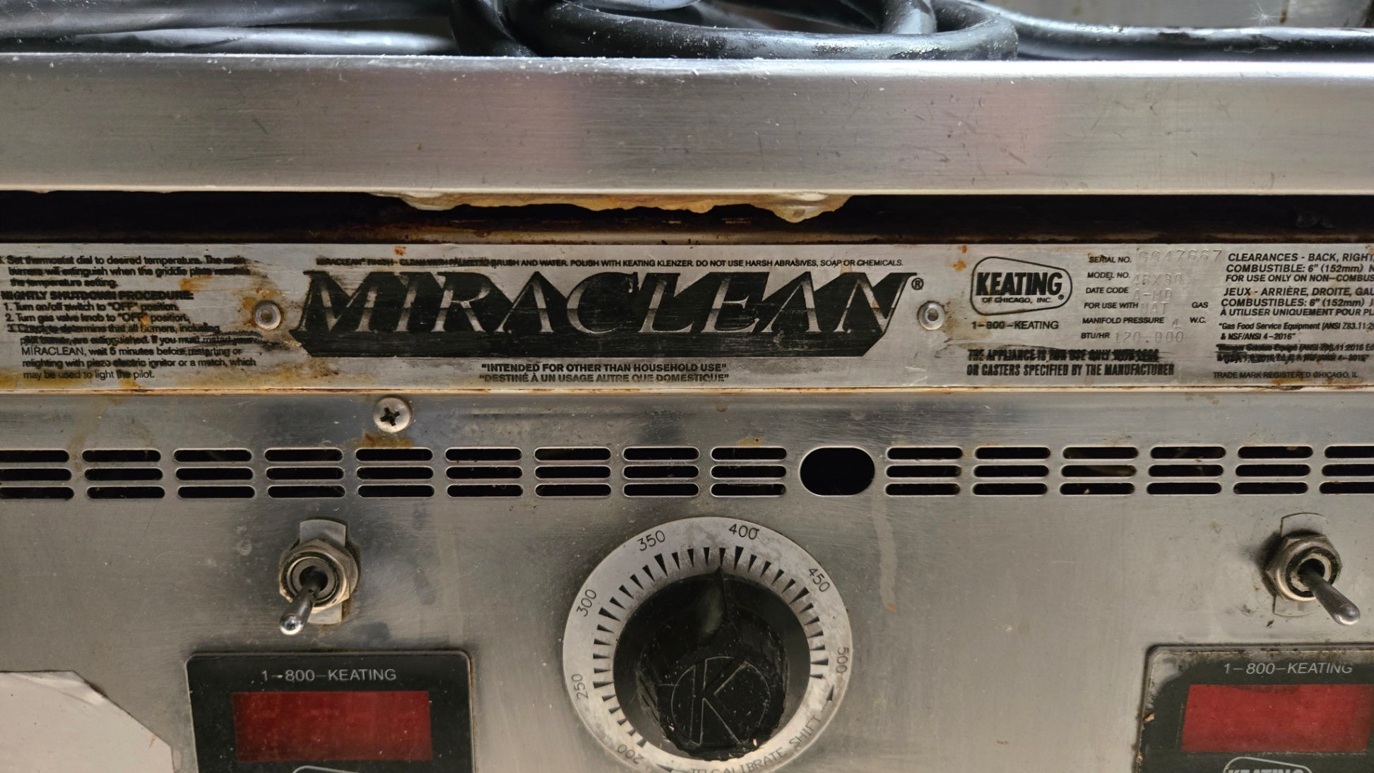 MIRACLEAN 48-inch Commercial Stainless Steel Flat Grill