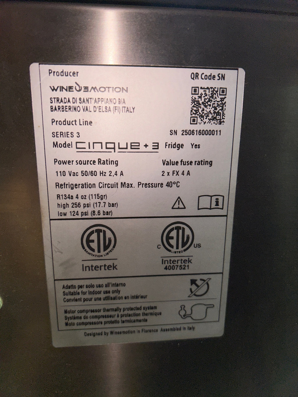 Wineemotion CINQUE+3 Wine Dispensing and Preservation System