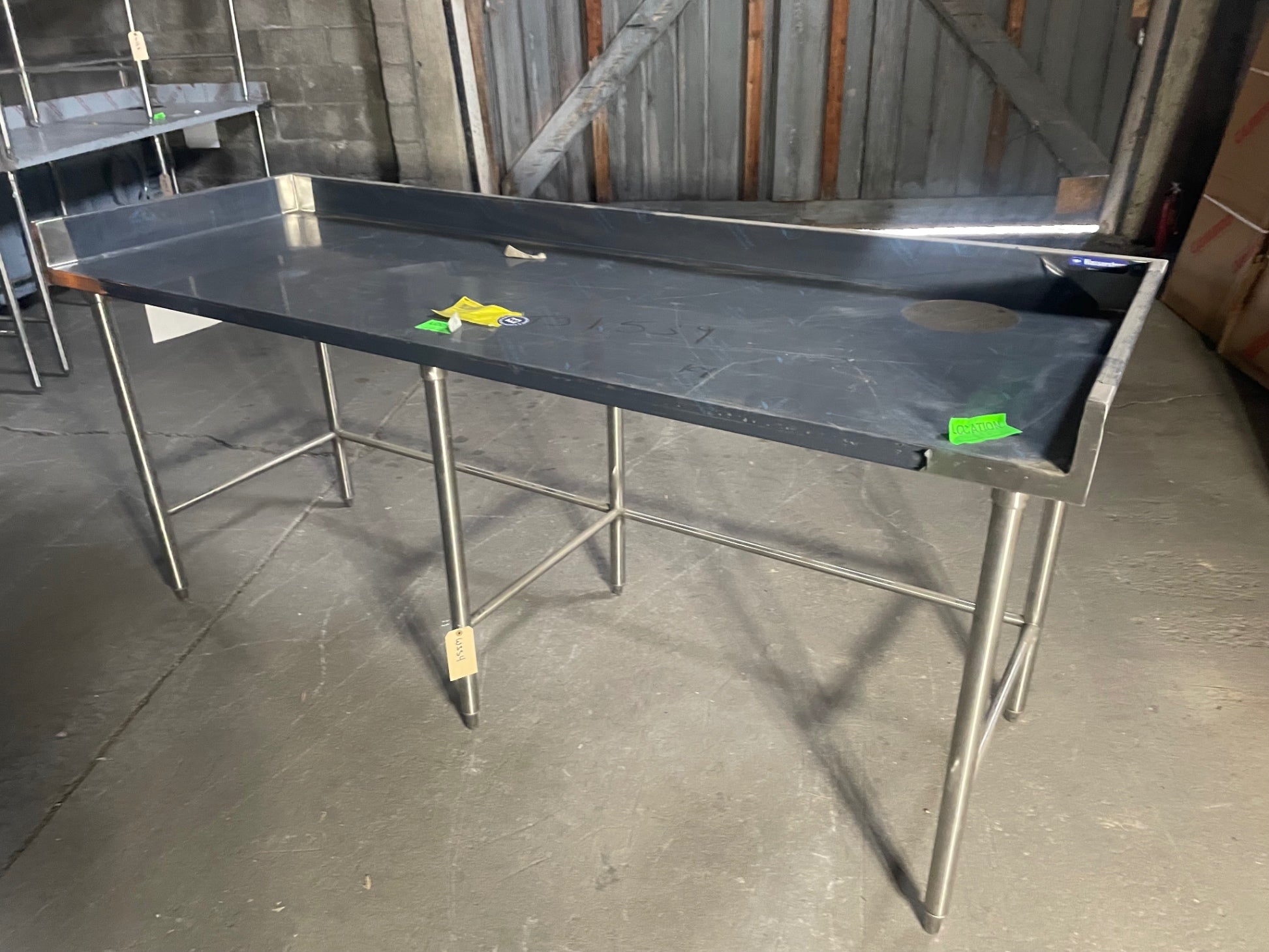 Stainless Work Table W/ Backsplash And Waste Hole