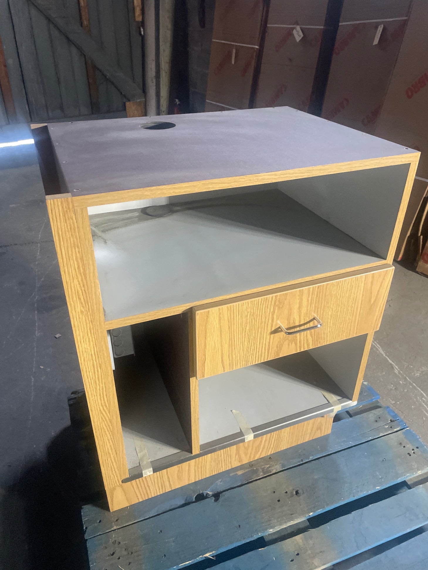 Equipment Stand W/ Under Storage, Wooden W/ Single Drawer